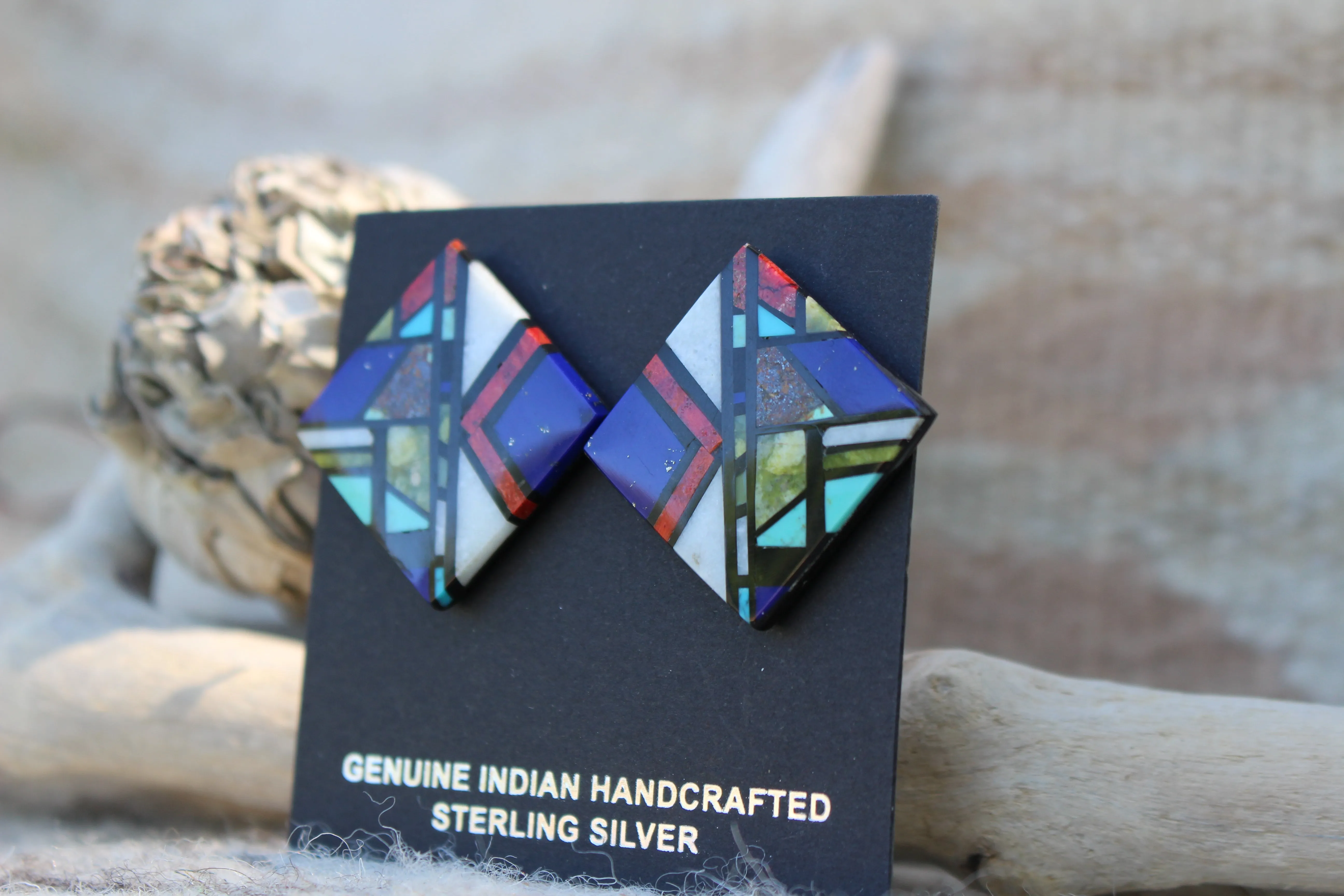 Lapis Inlay Earrings