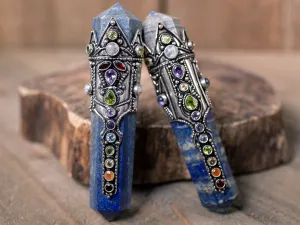 LAPIS LAZULI Wand, Rainbow CHAKRA Crystals - Crystal Wand, Metaphysical, Reiki,  E1800