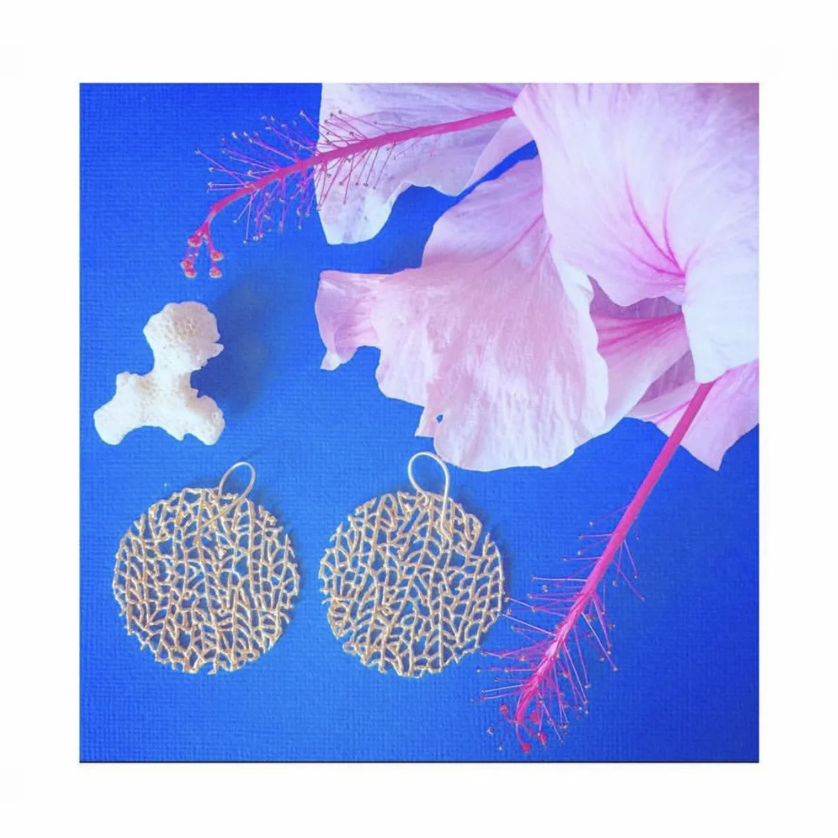 Large Coral Disc Earrings