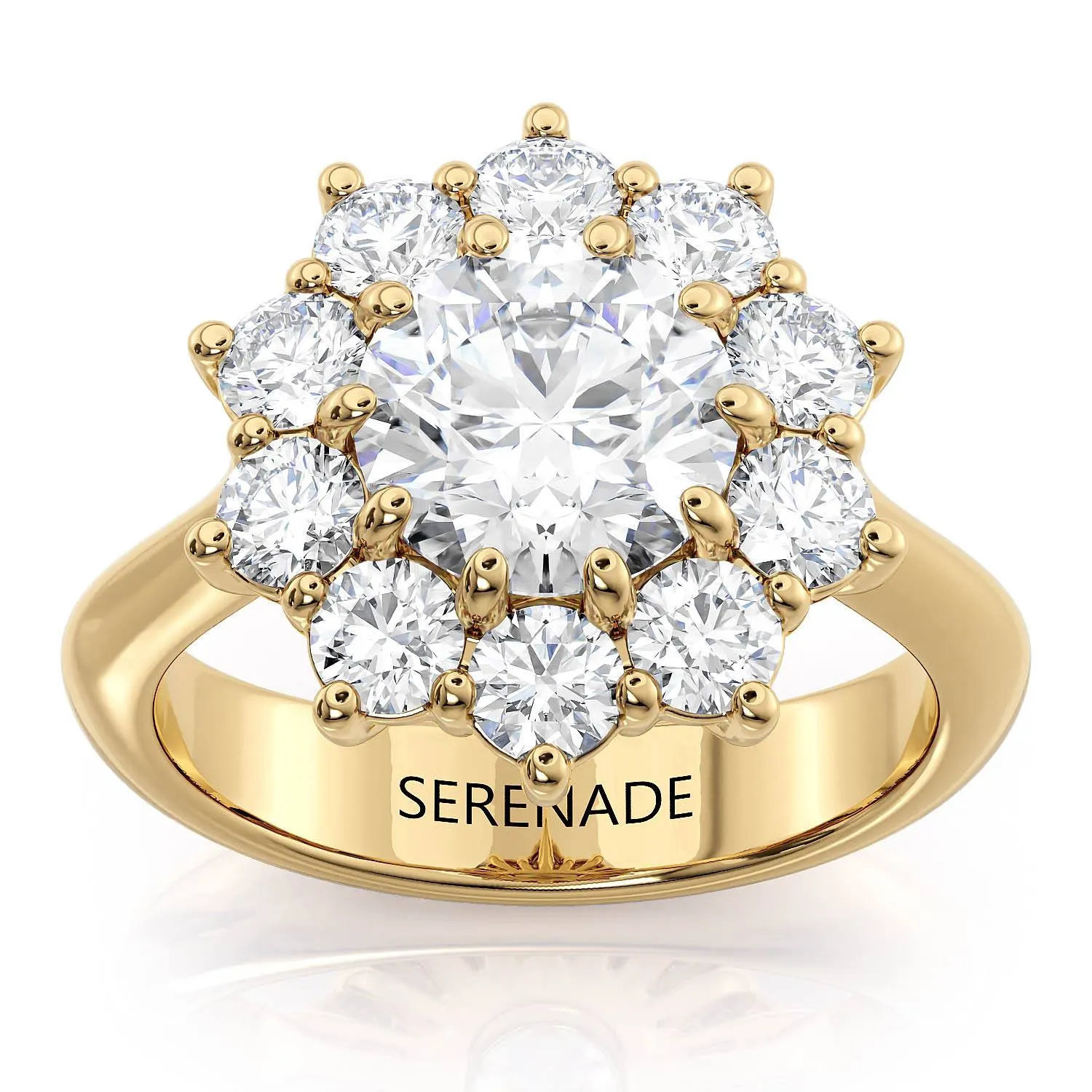 Large Diamond Halo Engagement Ring - Charlie