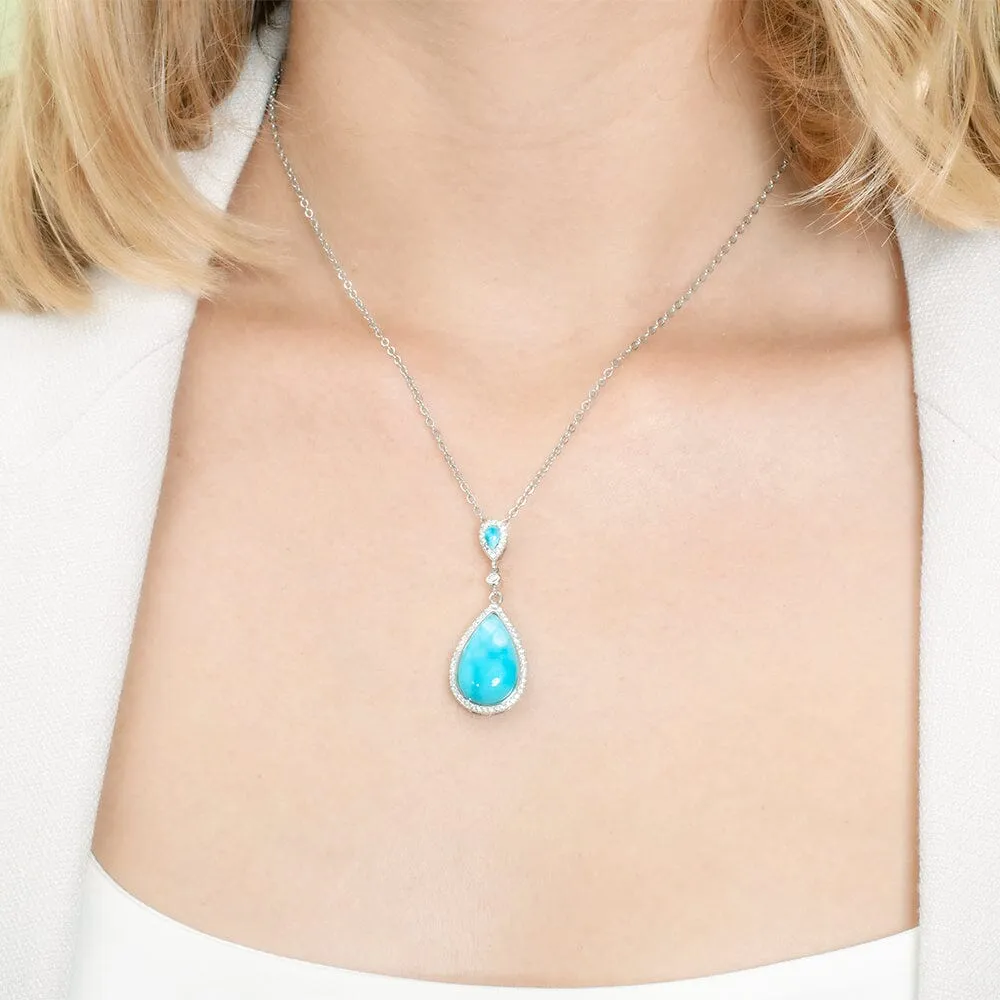 Larimar Splash Tear Drop Pendant