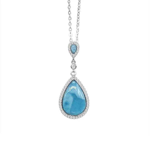 Larimar Splash Tear Drop Pendant