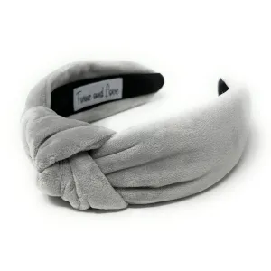 Light Gray Velvet Knot Headband