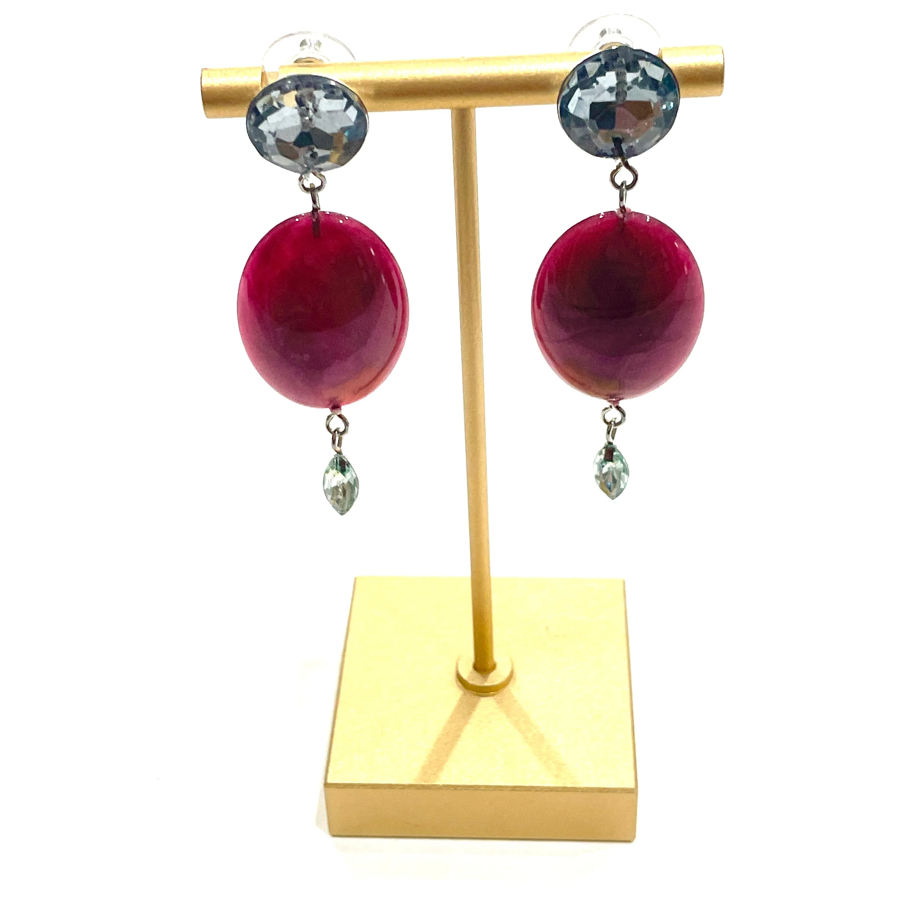 Light Sapphire and Crimson Swirl Trinket Earrings