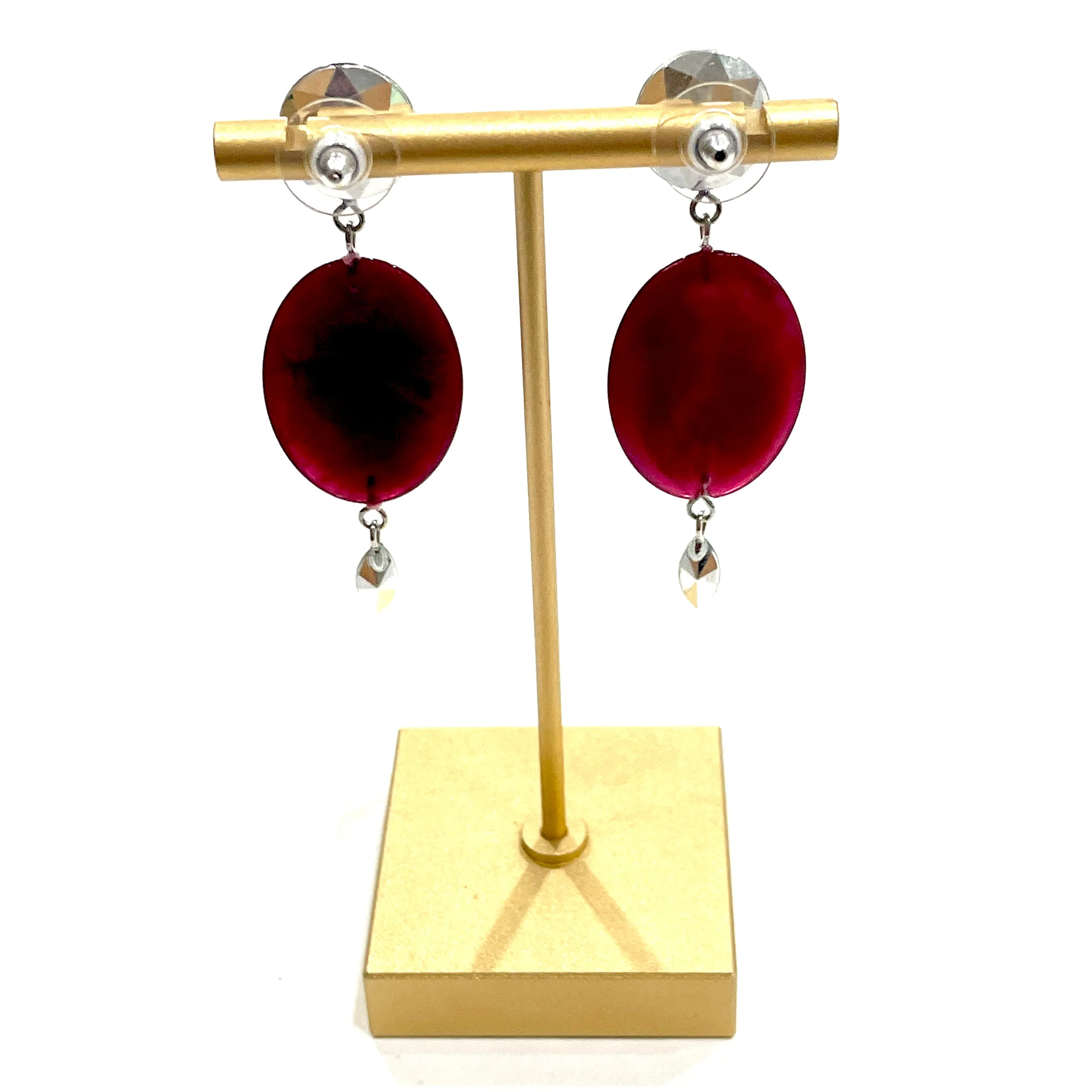 Light Sapphire and Crimson Swirl Trinket Earrings