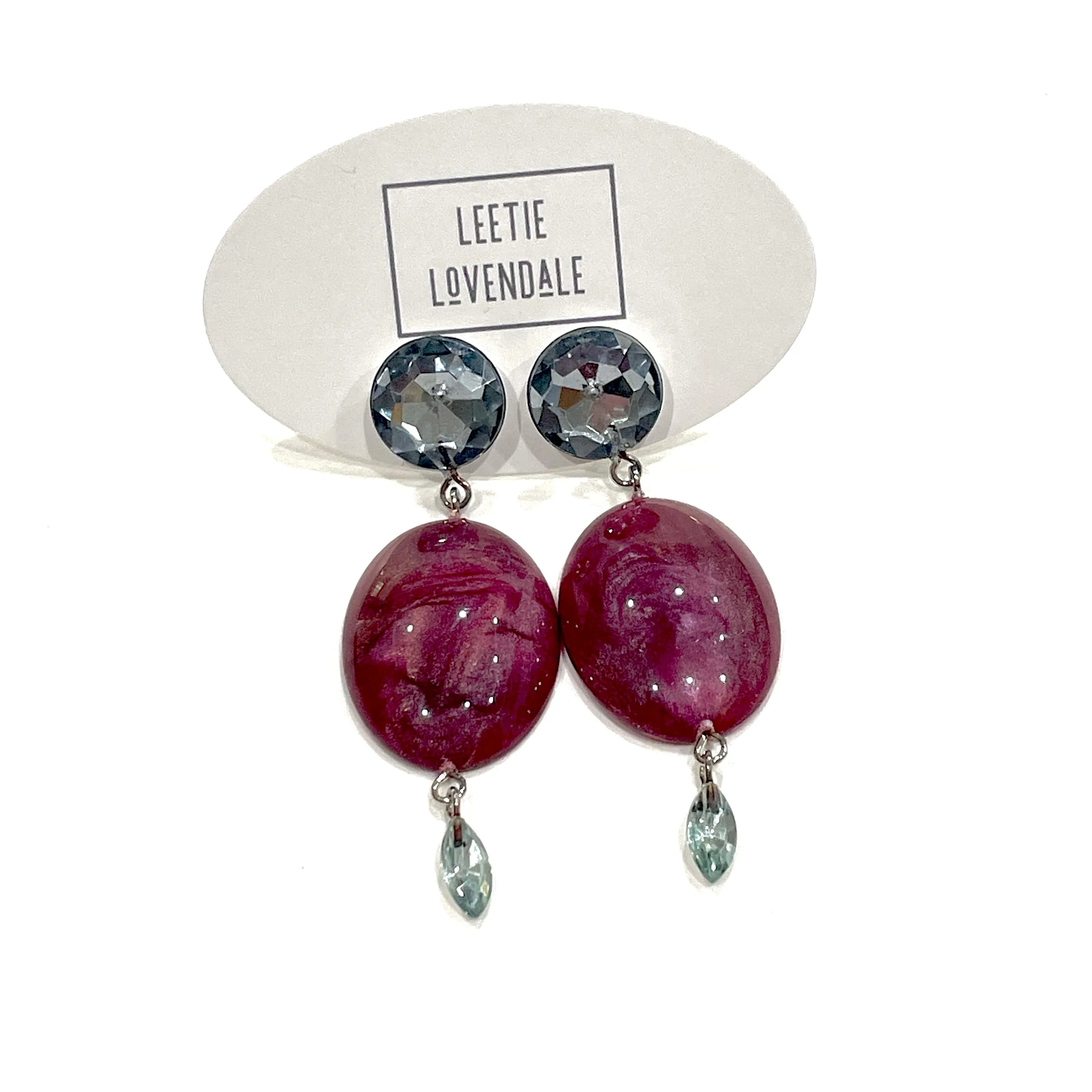 Light Sapphire and Crimson Swirl Trinket Earrings