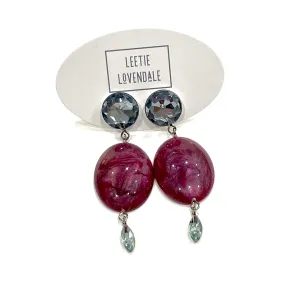 Light Sapphire and Crimson Swirl Trinket Earrings