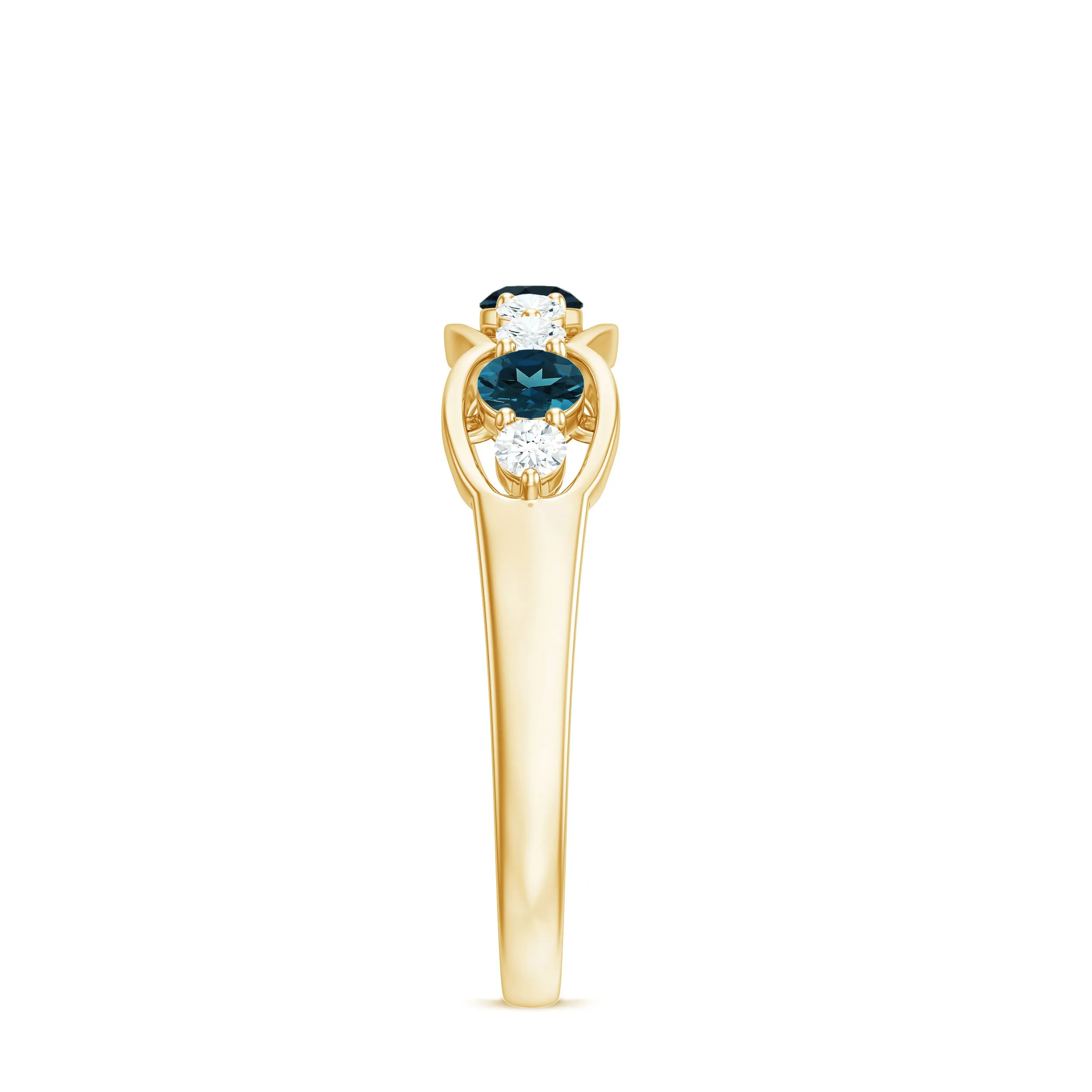 London Blue Topaz Half Eternity Ring with Diamond