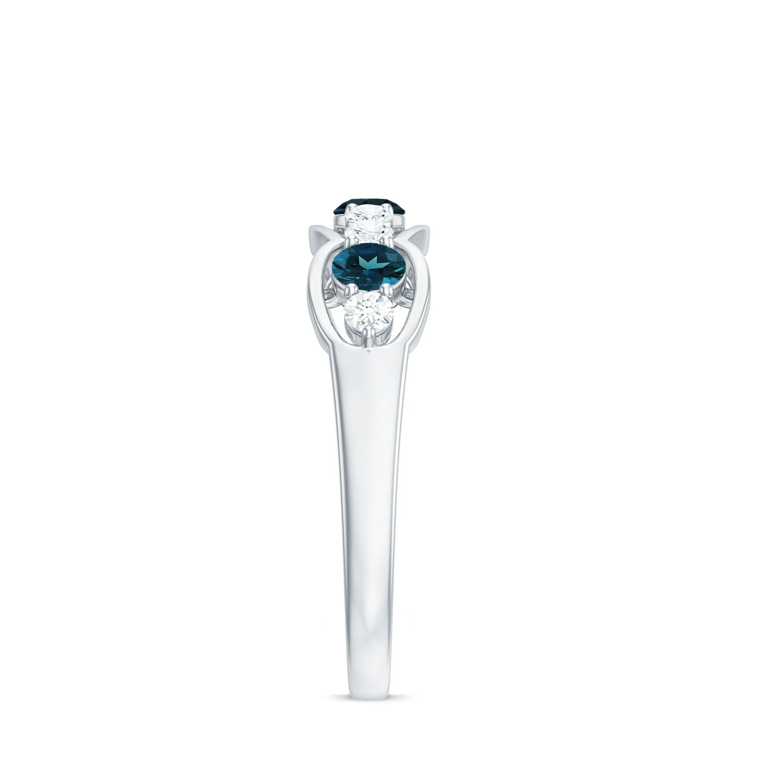 London Blue Topaz Half Eternity Ring with Diamond