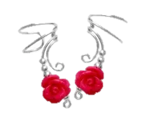 Long Pink Rose Coral Ear Cuff