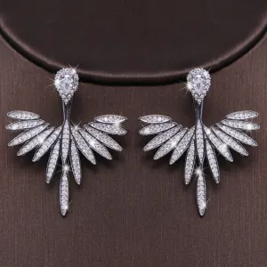 Luxury Trendy Marquise Flower Full Mirco Paved Crystal Zircon Naija Wedding Drop Earring Fashion Party Bridal Jewelry