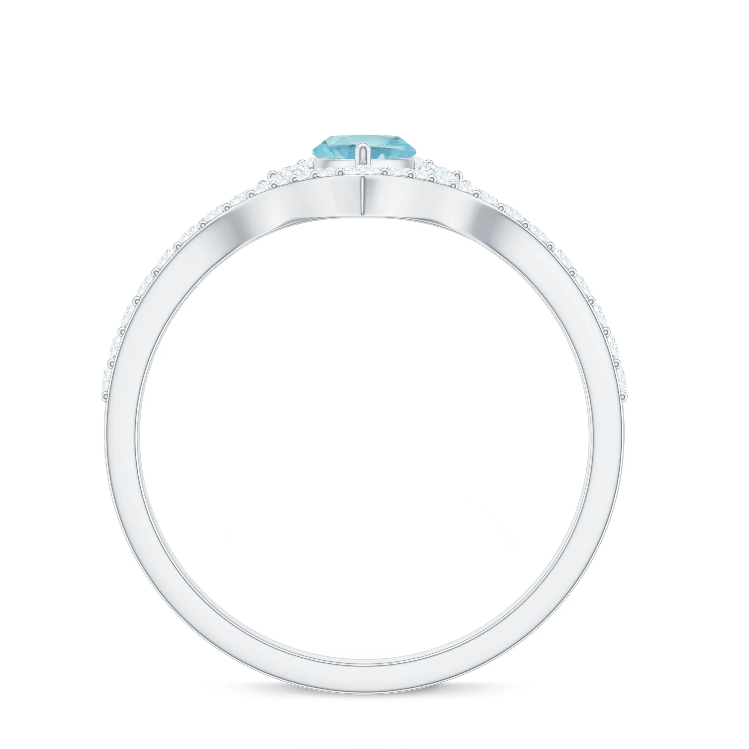 Marquise Cut Sky Blue Topaz Designer Ring with Diamond Frame