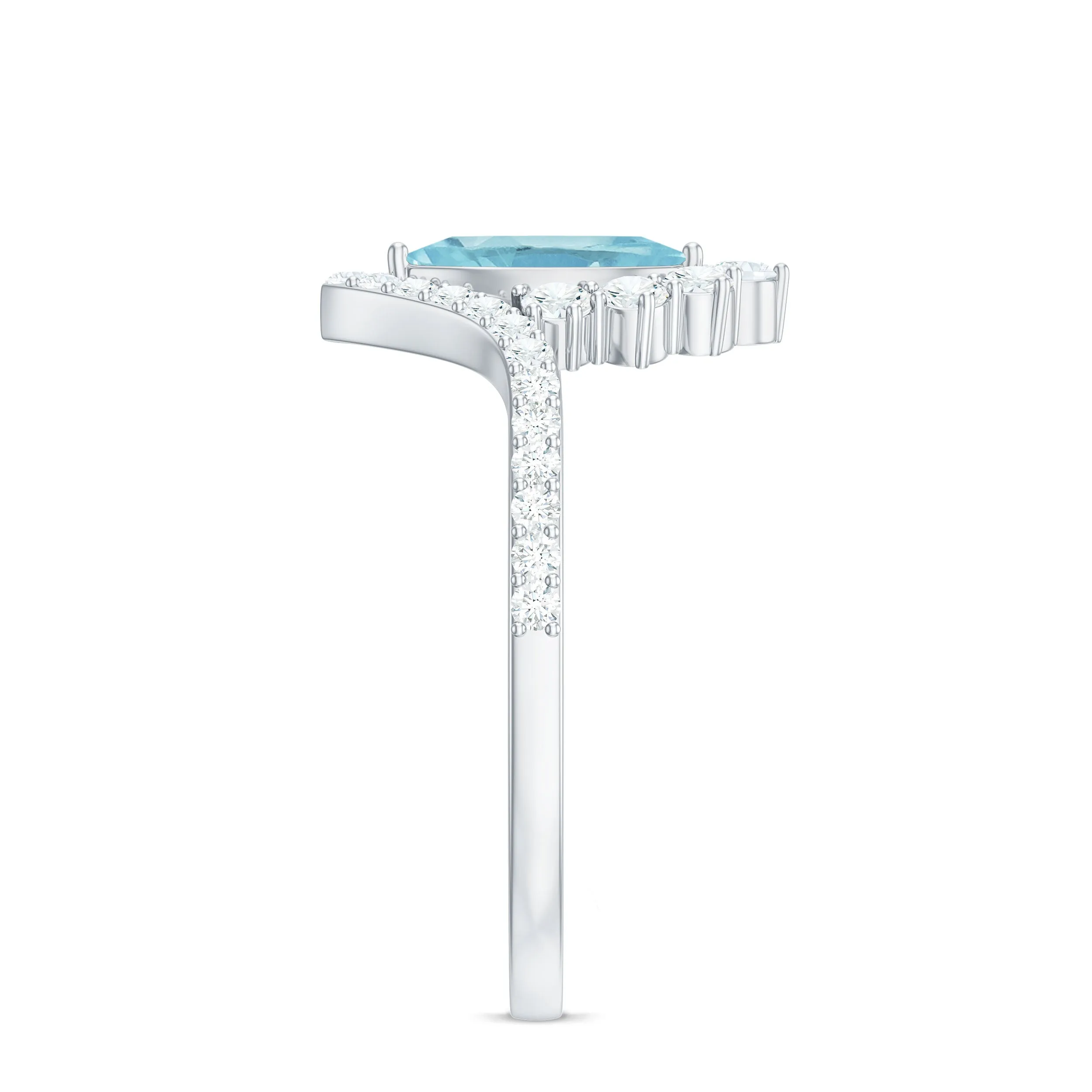 Marquise Cut Sky Blue Topaz Designer Ring with Diamond Frame