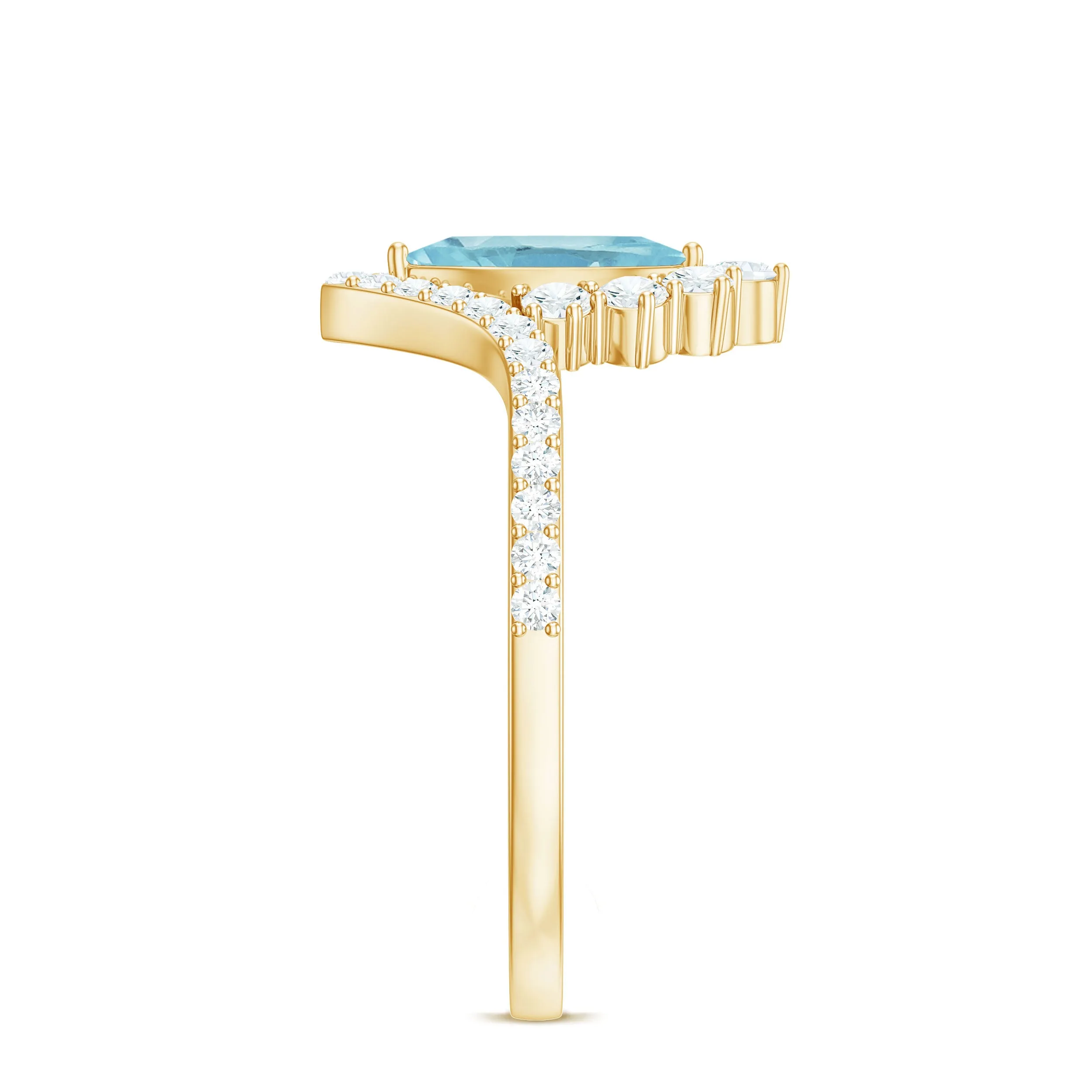 Marquise Cut Sky Blue Topaz Designer Ring with Diamond Frame