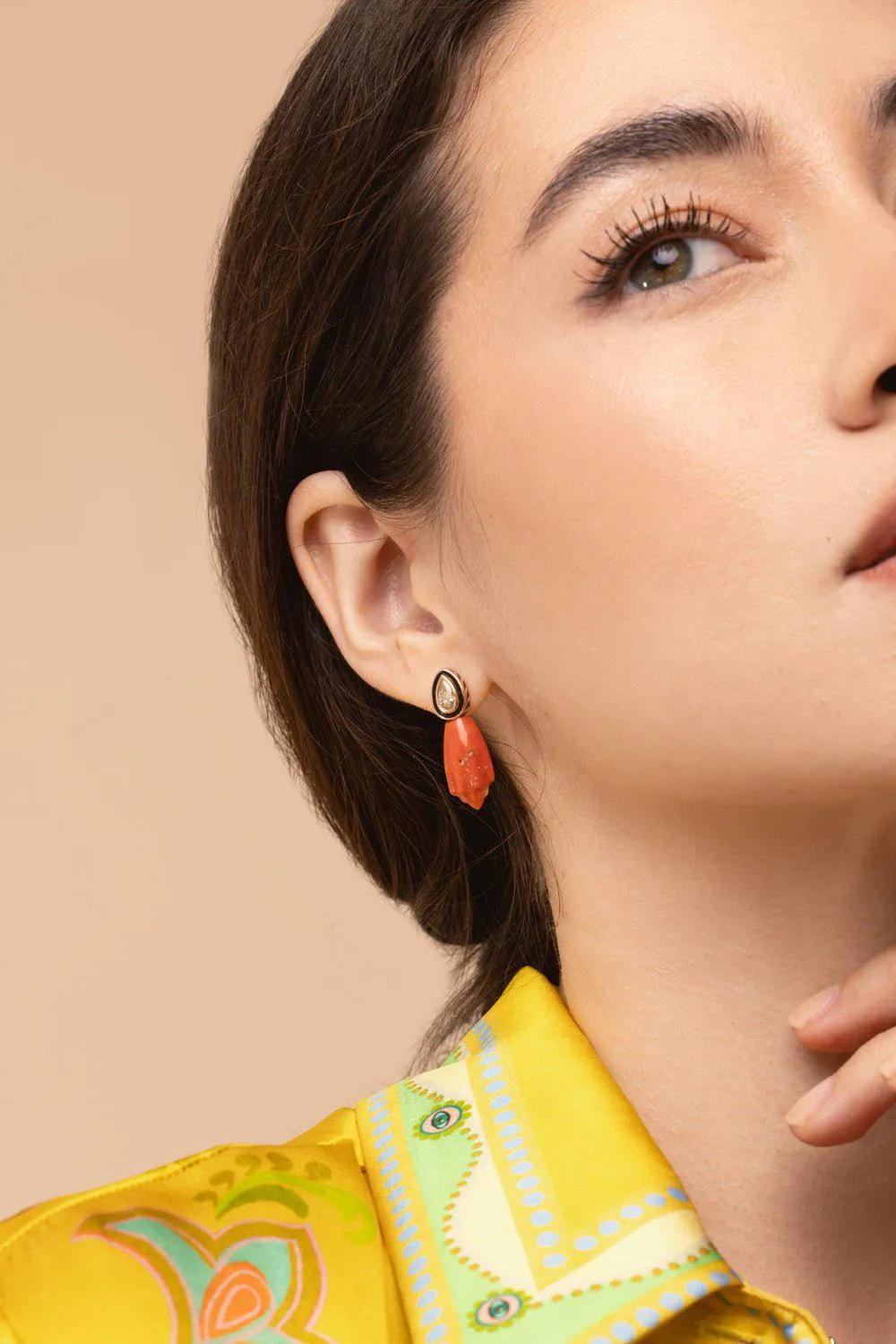 Mediterrenean Coral Diamond Earrings