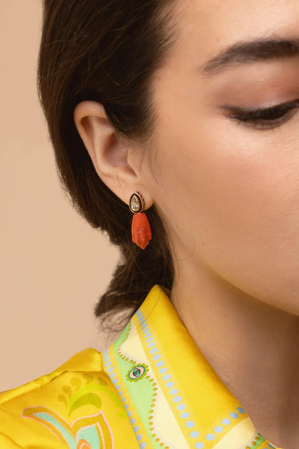 Mediterrenean Coral Diamond Earrings