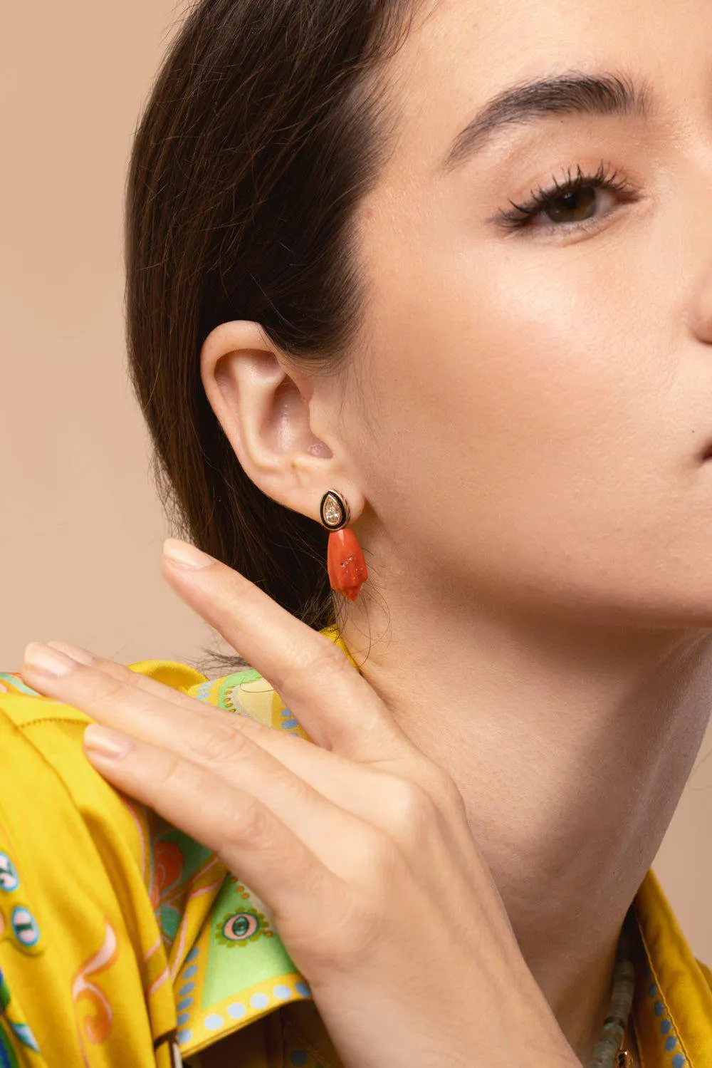 Mediterrenean Coral Diamond Earrings