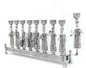 Medium Hand-crafted Klezmer Menorah Filigree Art