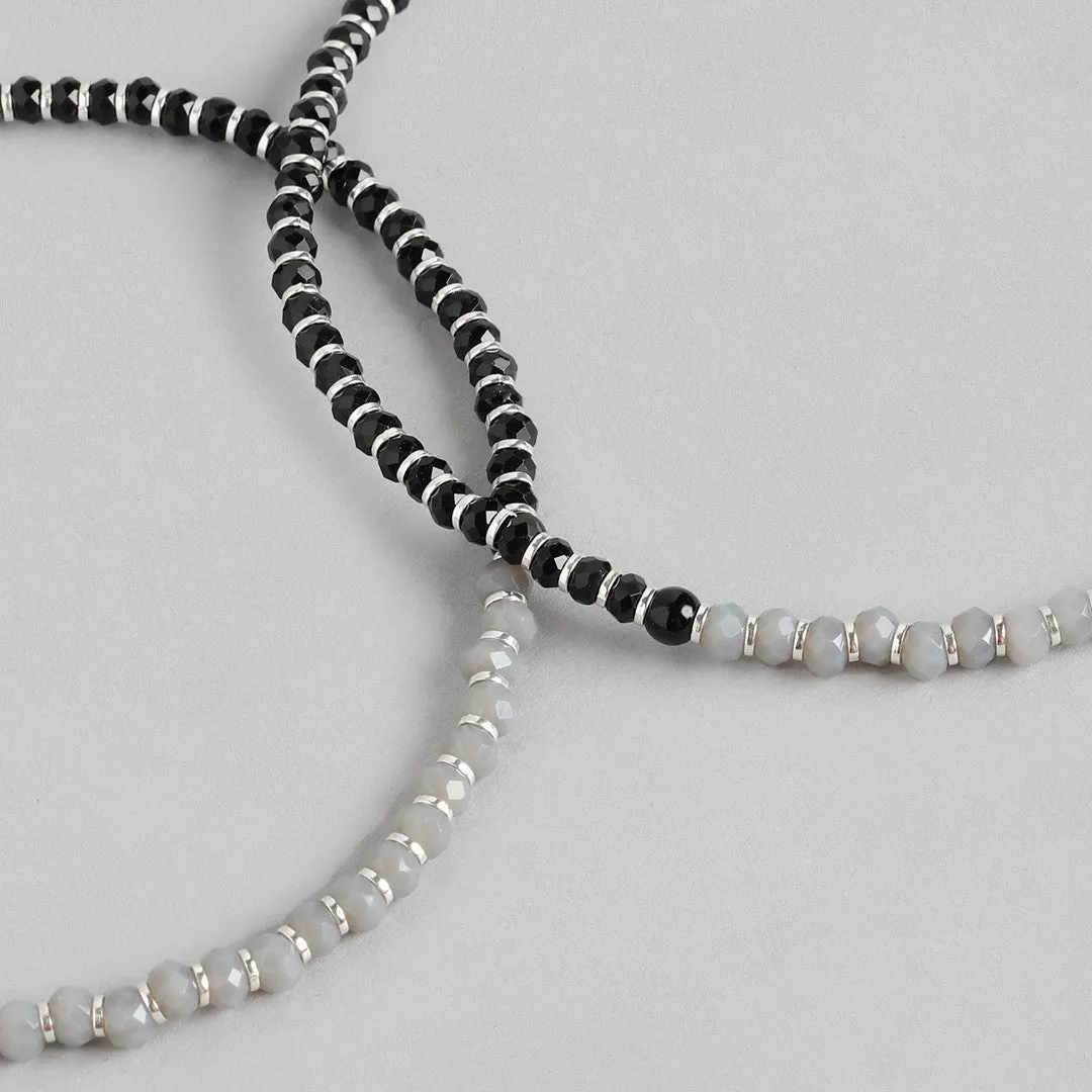 Midnight Radiance Rhodium Plated 925 Sterling Silver Anklet