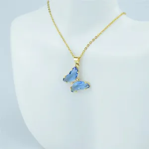 Multi-color Zircon Butterfly Earrings and Necklace Jewelry Set