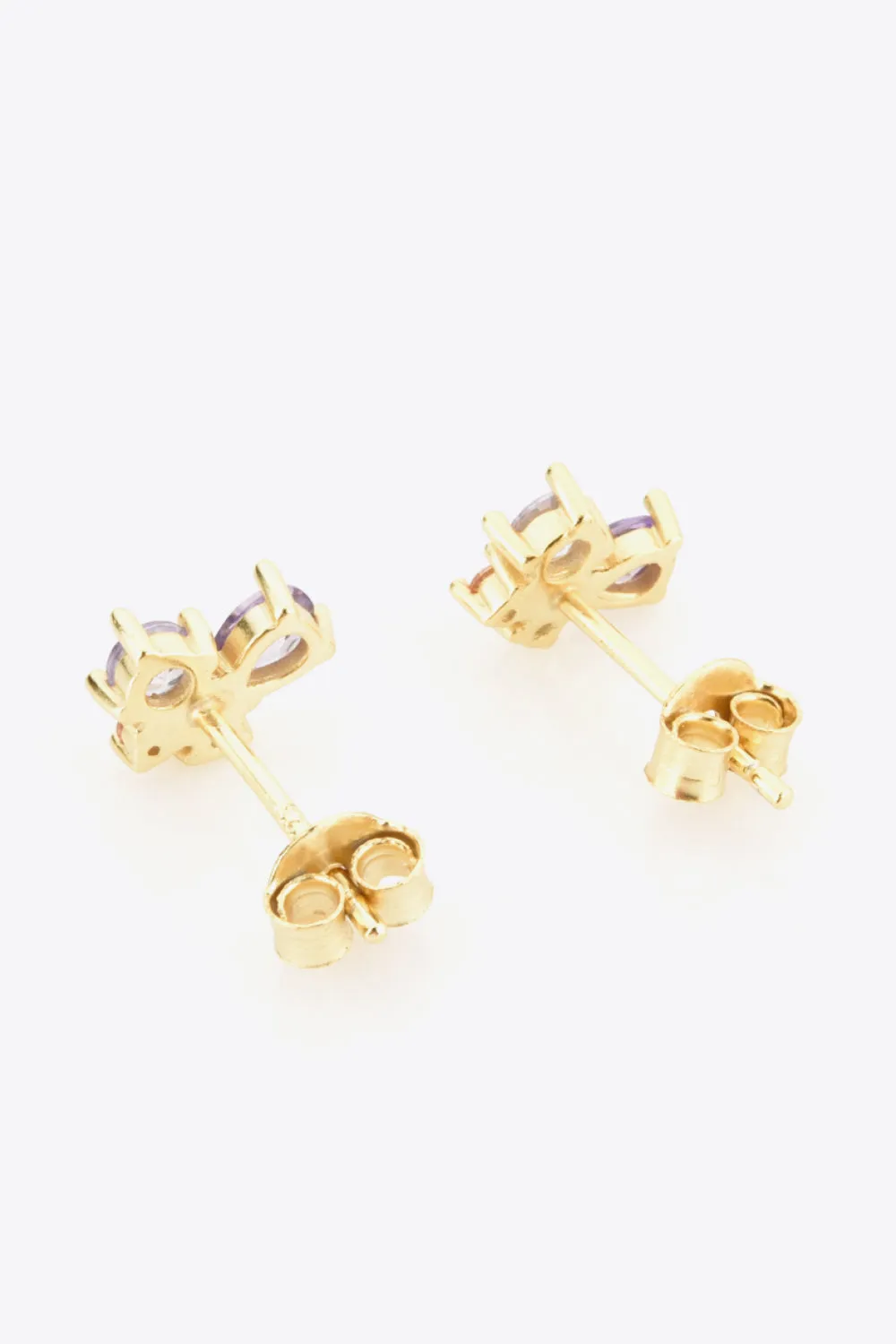 Multicolored Zircon 925 Sterling Silver Gold Plated Stud Earrings - 2 colors