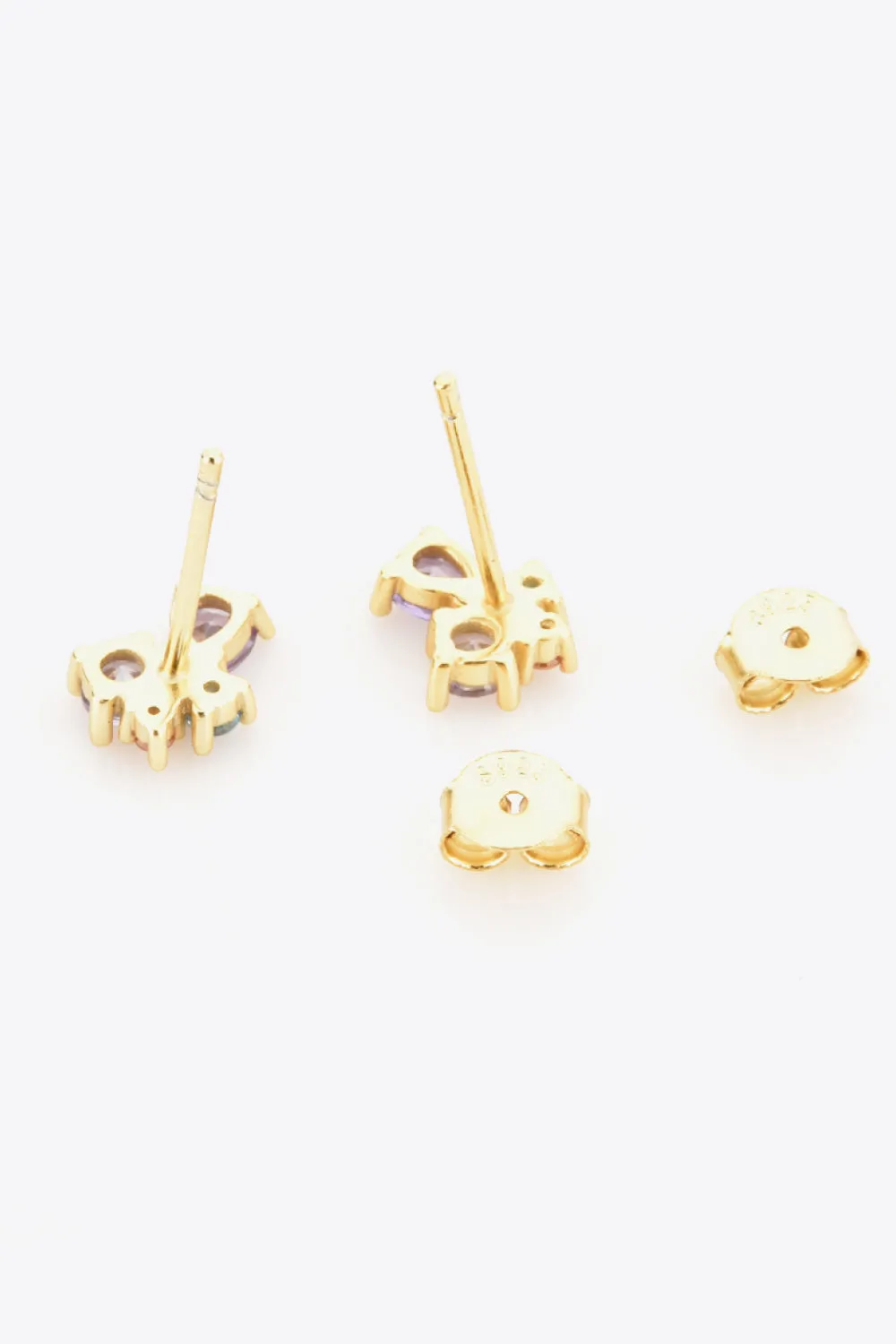Multicolored Zircon 925 Sterling Silver Gold Plated Stud Earrings - 2 colors
