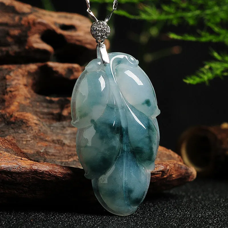Natural Jade Pendant Jadeite Leaf Pendant PT31