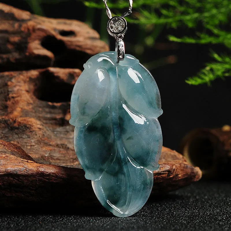 Natural Jade Pendant Jadeite Leaf Pendant PT31