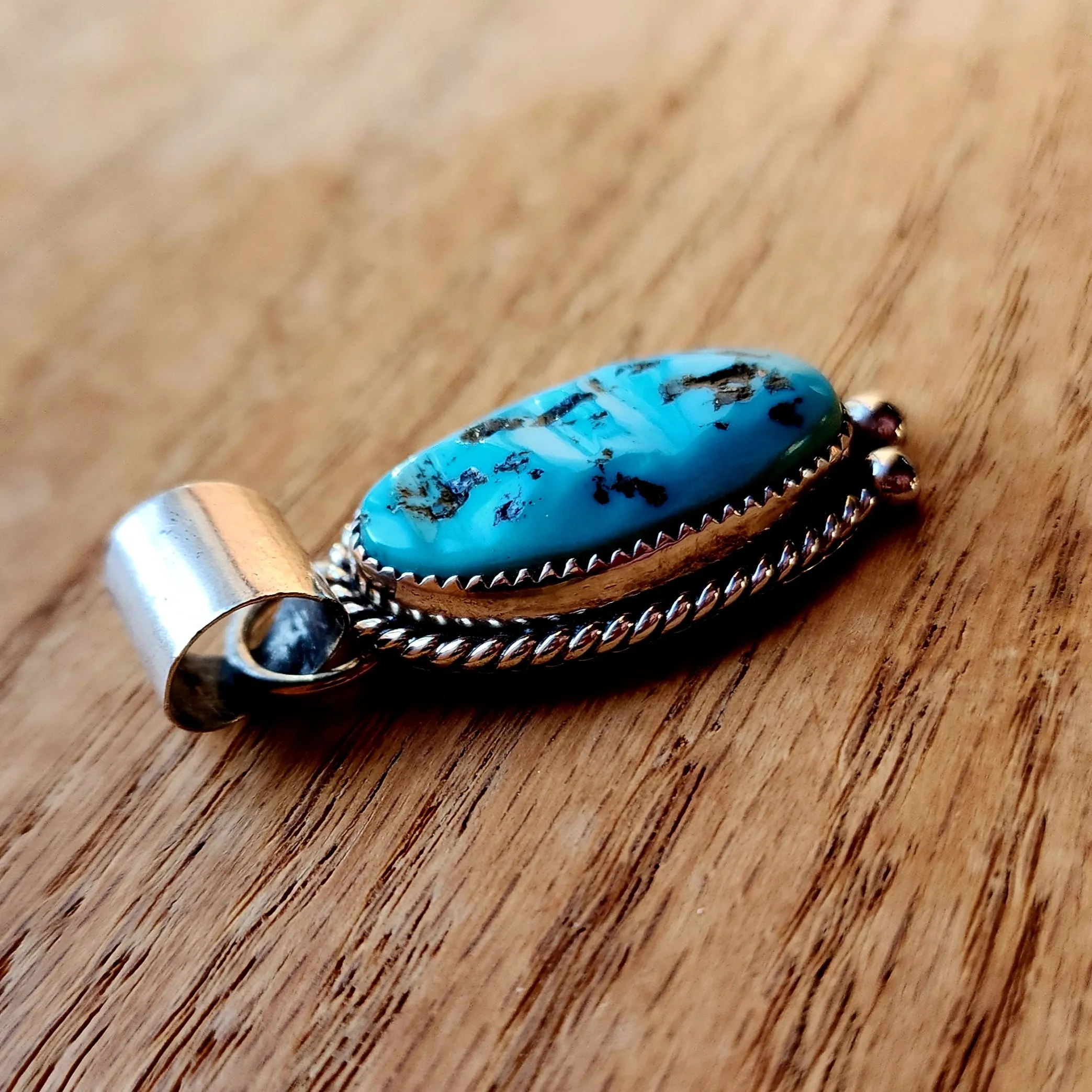 Natural Sleeping Beauty Turquoise Nugget Navajo Pendant
