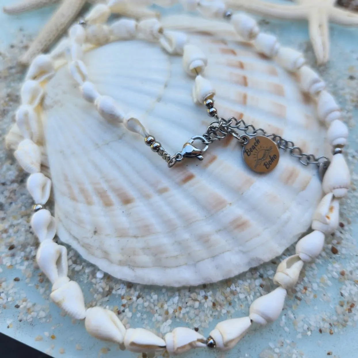 NATURAL WHITE SHELL SET UNISEX - NECKLACE & BRACELET SET OF TWO