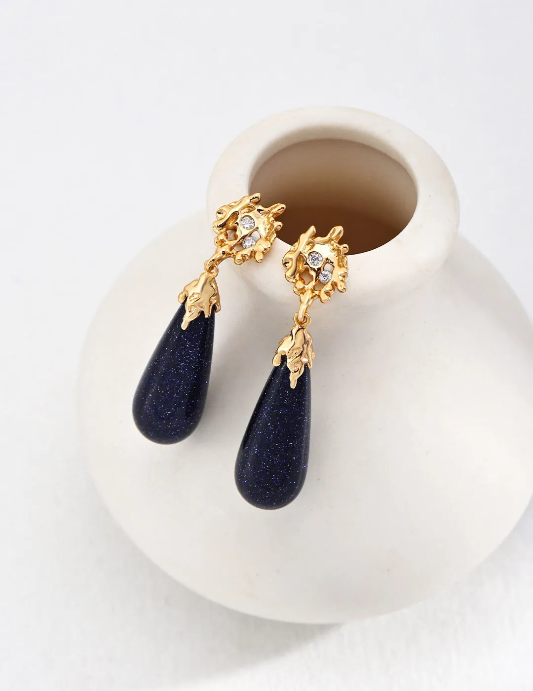Night Sky Blue Sandstone Earrings