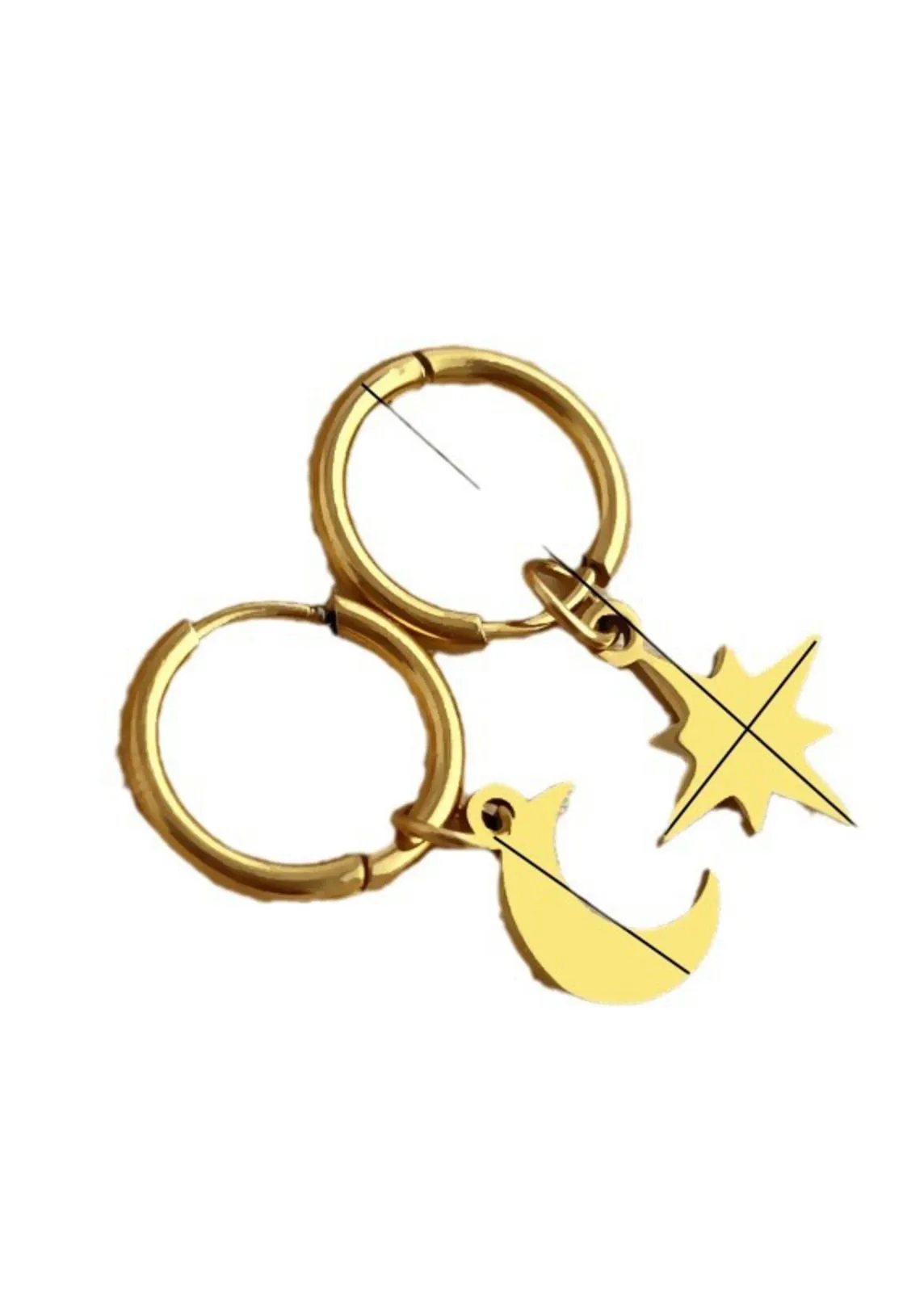 North Star Moon Huggie Hoop Earrings