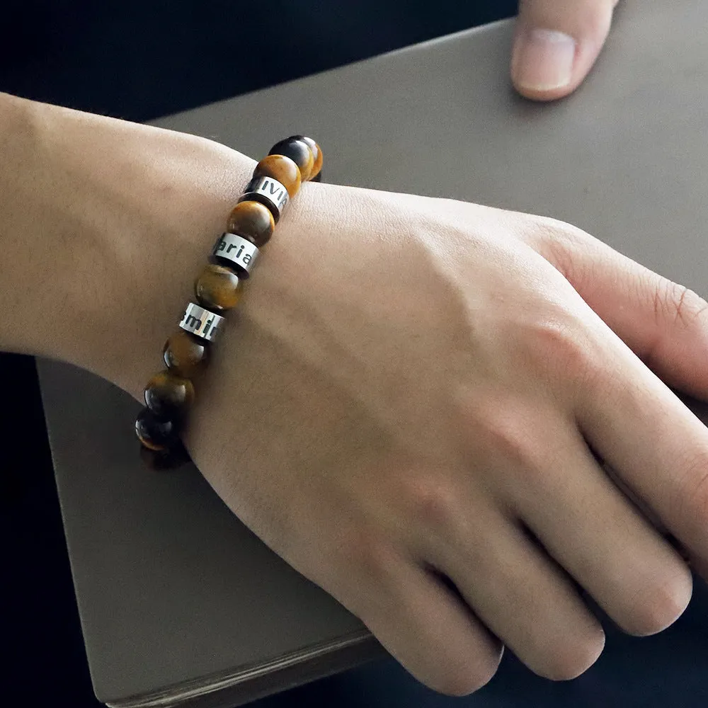 Ornament Letter Beaded Bracelet Men's Large Number of Spot Lovers Tiger-Eye Bracelet