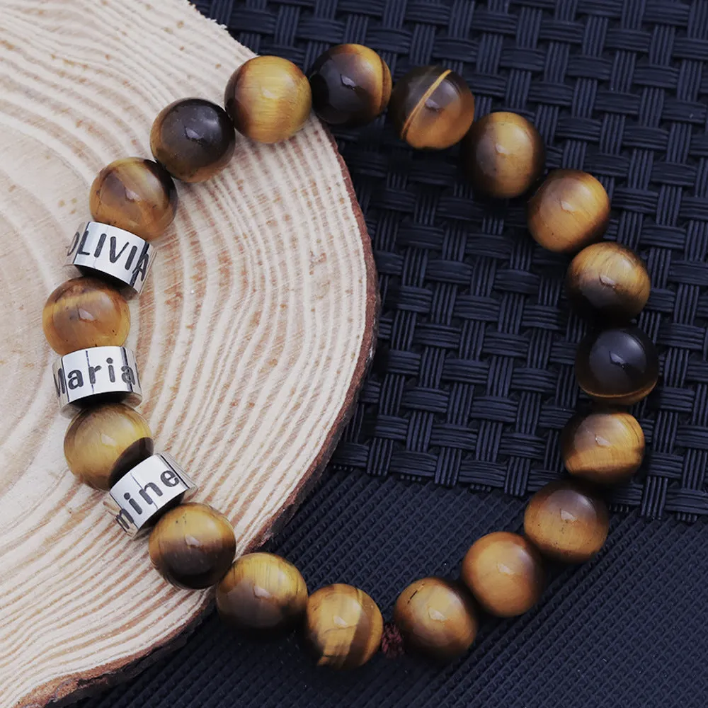 Ornament Letter Beaded Bracelet Men's Large Number of Spot Lovers Tiger-Eye Bracelet