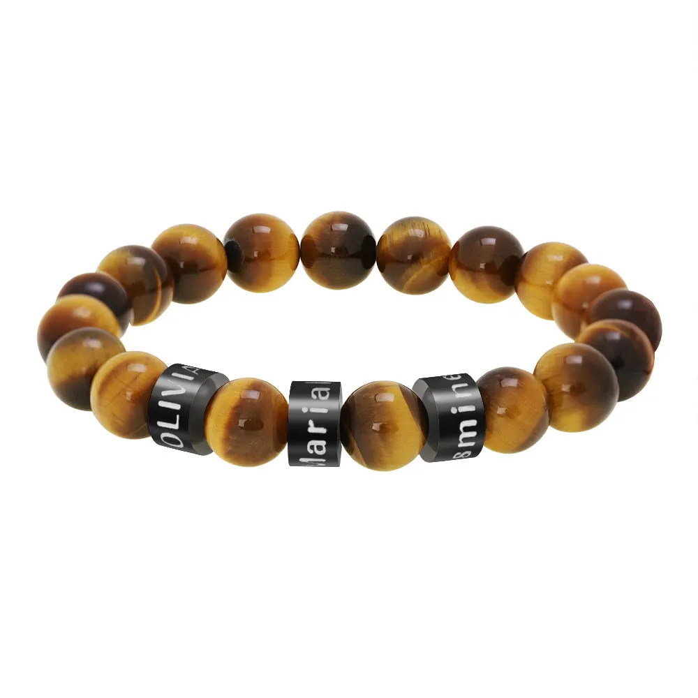 Ornament Letter Beaded Bracelet Men's Large Number of Spot Lovers Tiger-Eye Bracelet