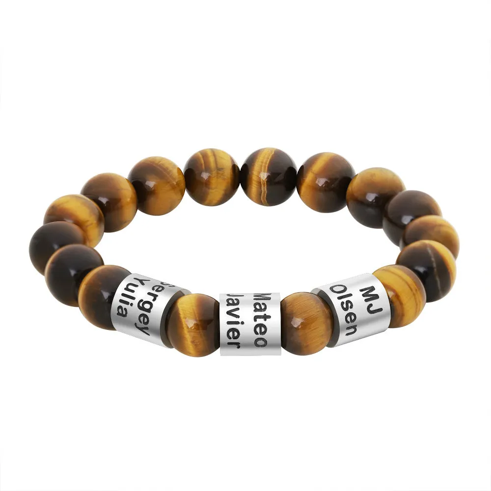 Ornament Letter Beaded Bracelet Men's Large Number of Spot Lovers Tiger-Eye Bracelet