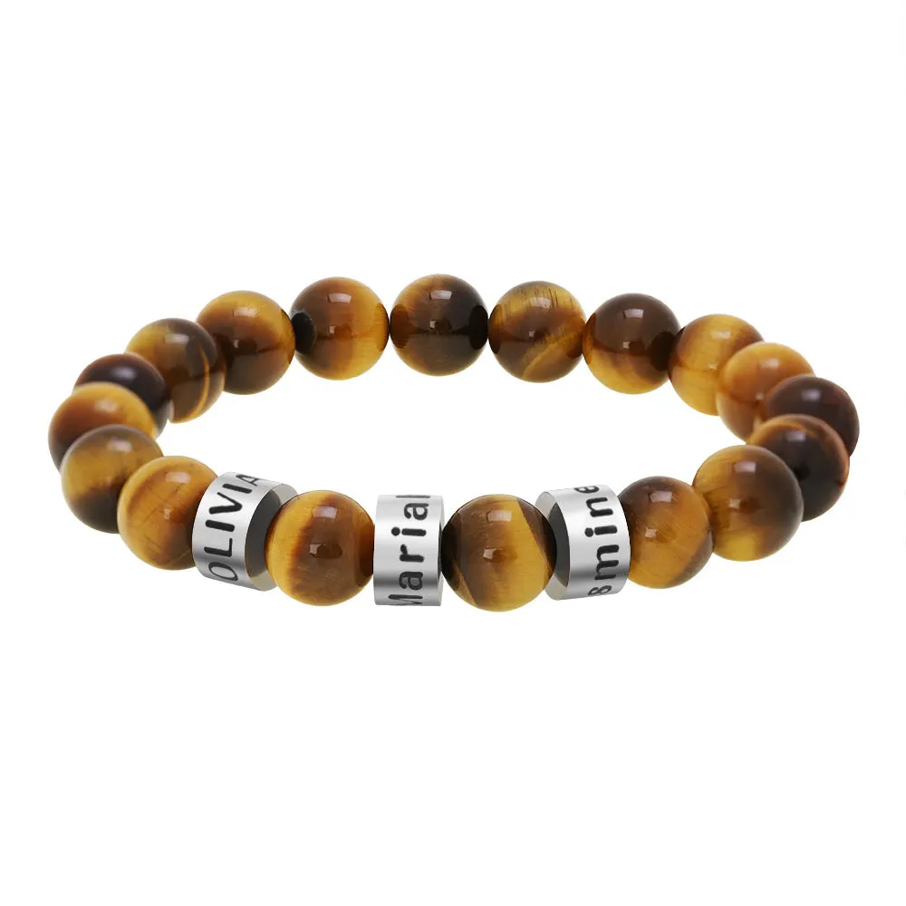 Ornament Letter Beaded Bracelet Men's Large Number of Spot Lovers Tiger-Eye Bracelet