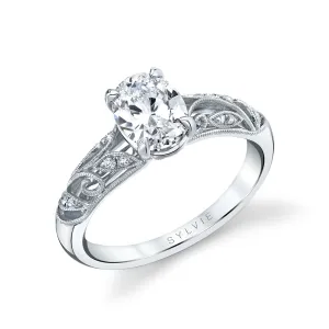 Oval Cut Vintage Engagement Ring - Roial 18k Gold White