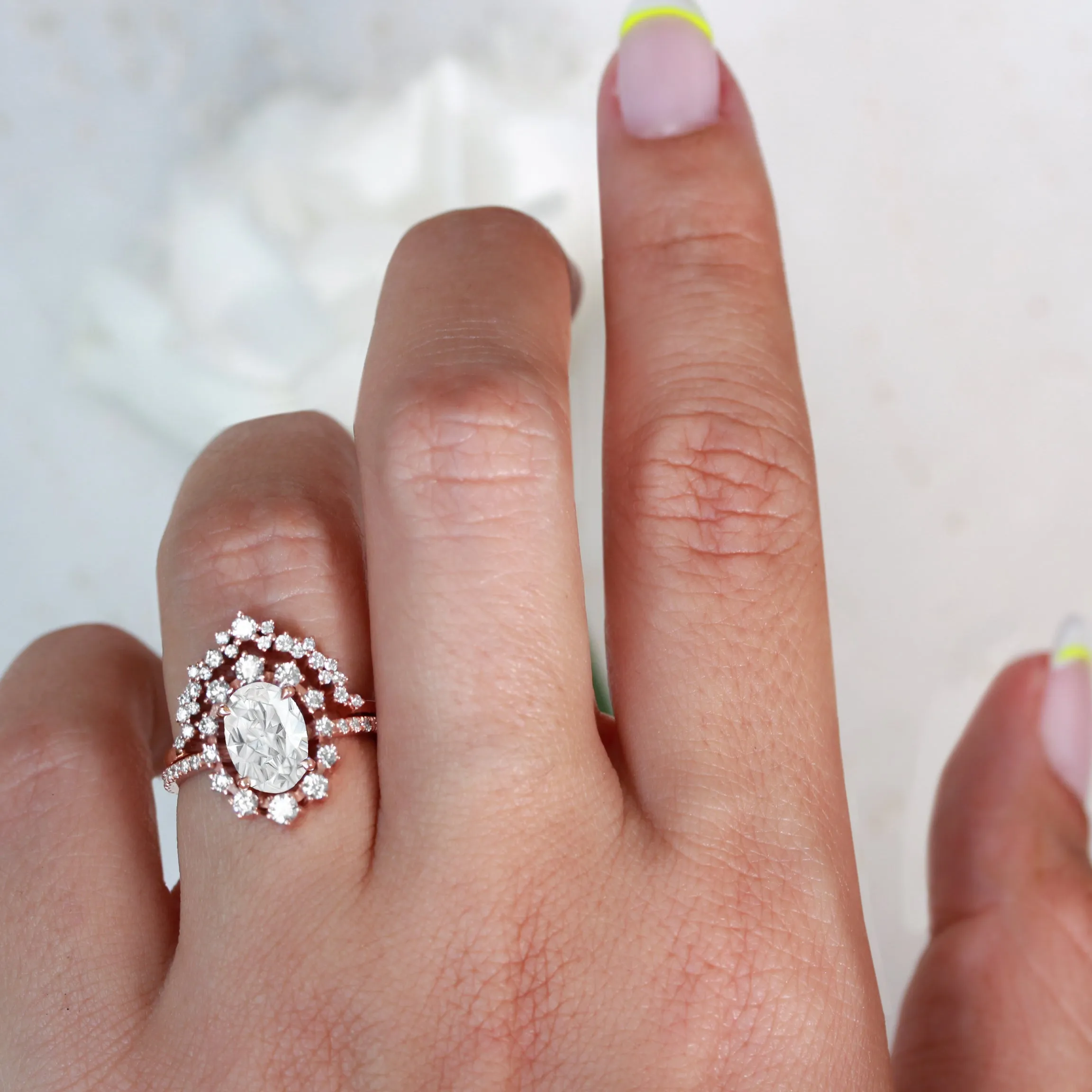 Oval Diamond & Halo Unique Engagement Ring - Glory ♥