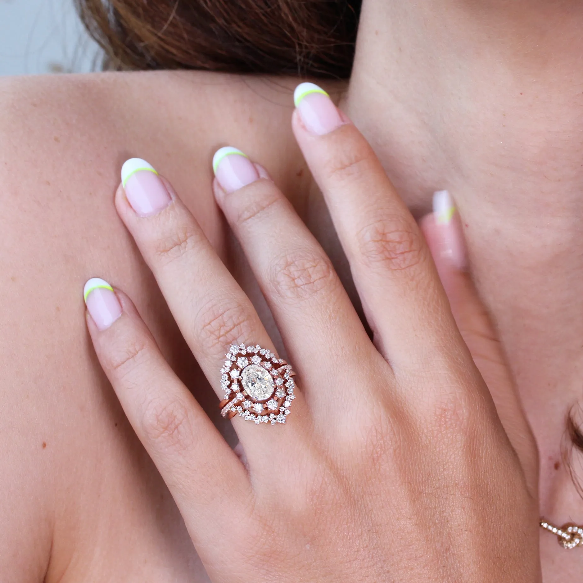 Oval Diamond & Halo Unique Engagement Ring - Glory ♥