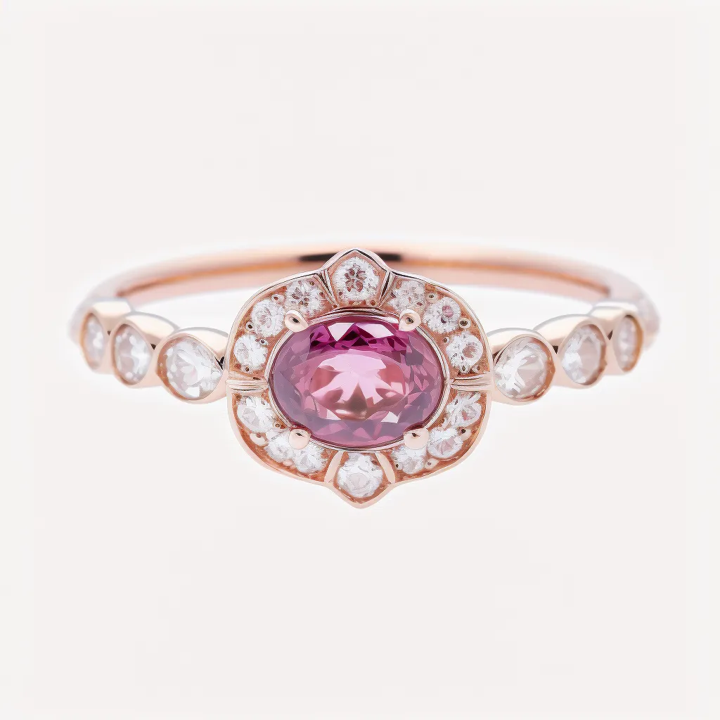 Oval Garnet & Diamonds Birthstone Ring "Marigold" ♥