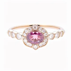 Oval Garnet & Diamonds Birthstone Ring "Marigold" ♥