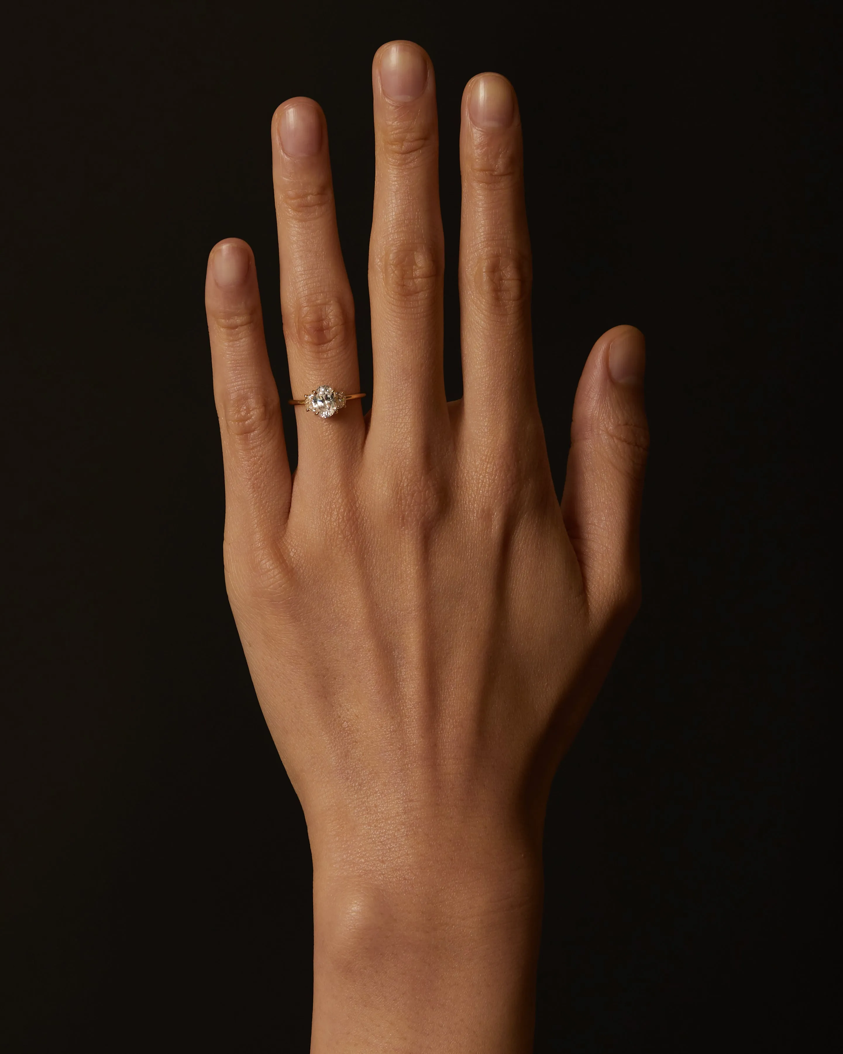 Oval III Half Moon Engagement Ring
