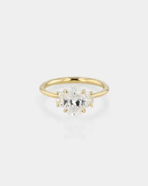 Oval III Half Moon Engagement Ring