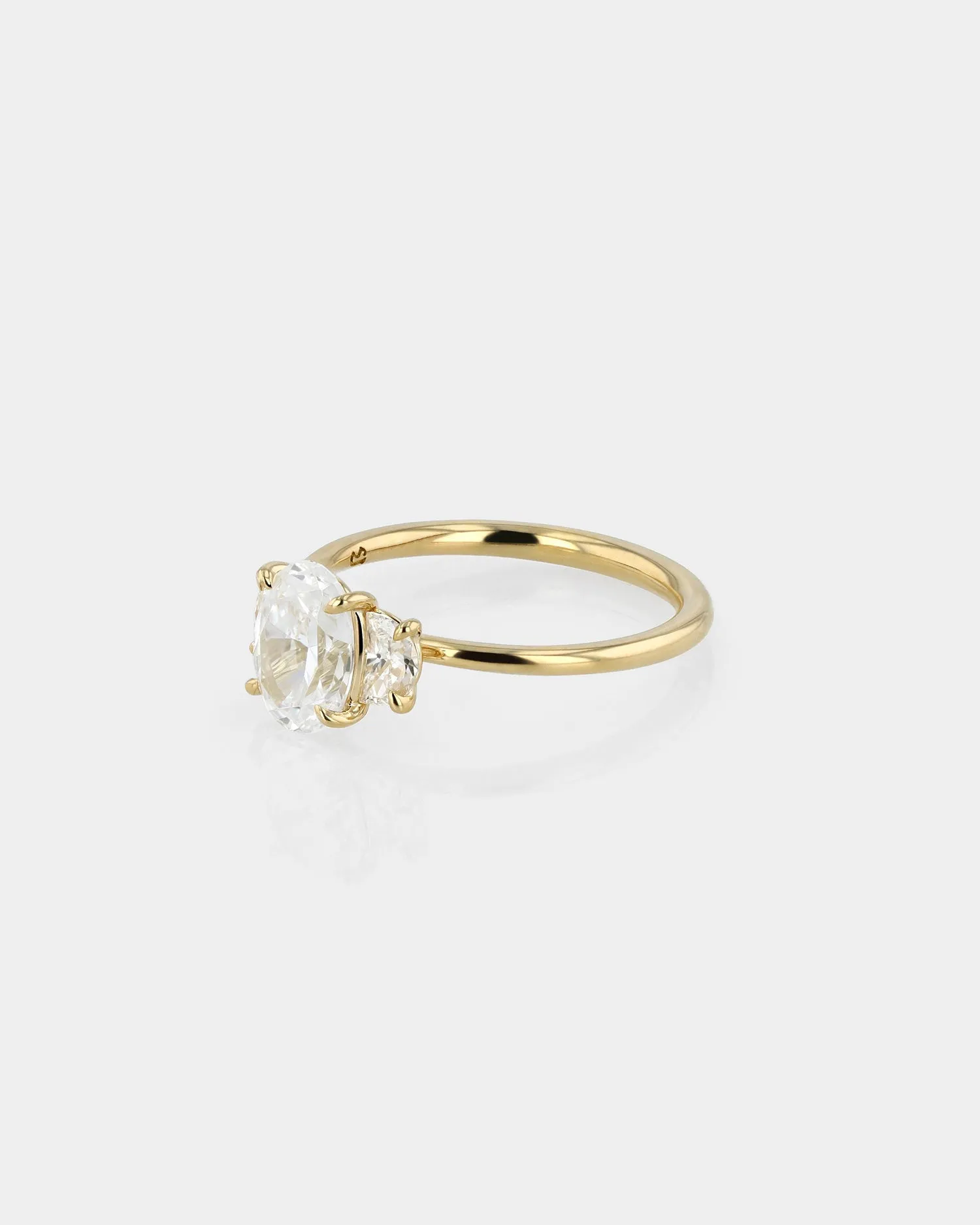 Oval III Half Moon Engagement Ring