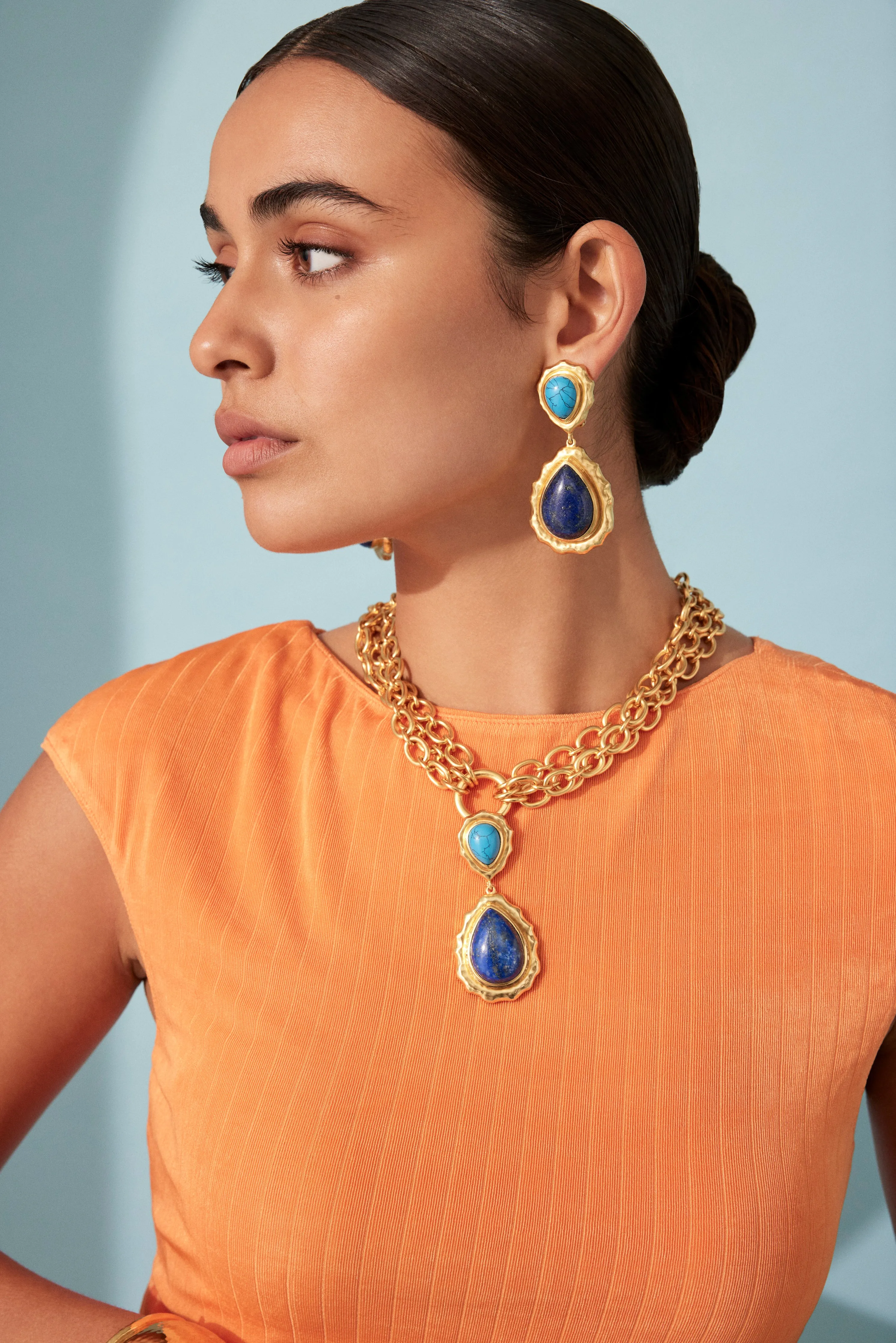 Paulina Earrings Lapis & Blue Turquoise