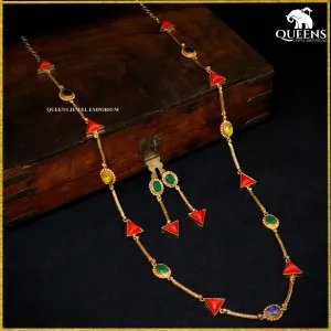 PAVITHA CORAL CHAIN WITH EARRINGS