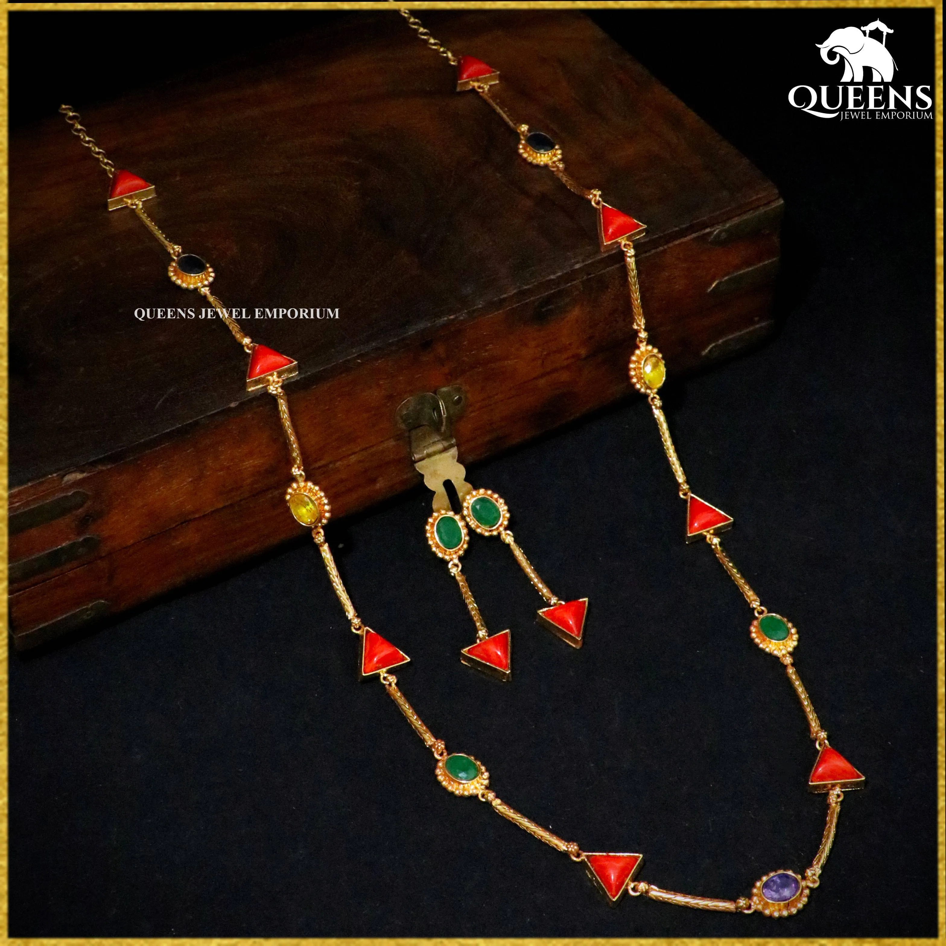 PAVITHA CORAL CHAIN WITH EARRINGS