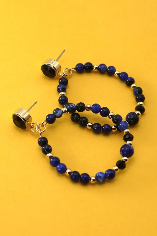 Pay Day Beaded Hoop Earrings Lapis