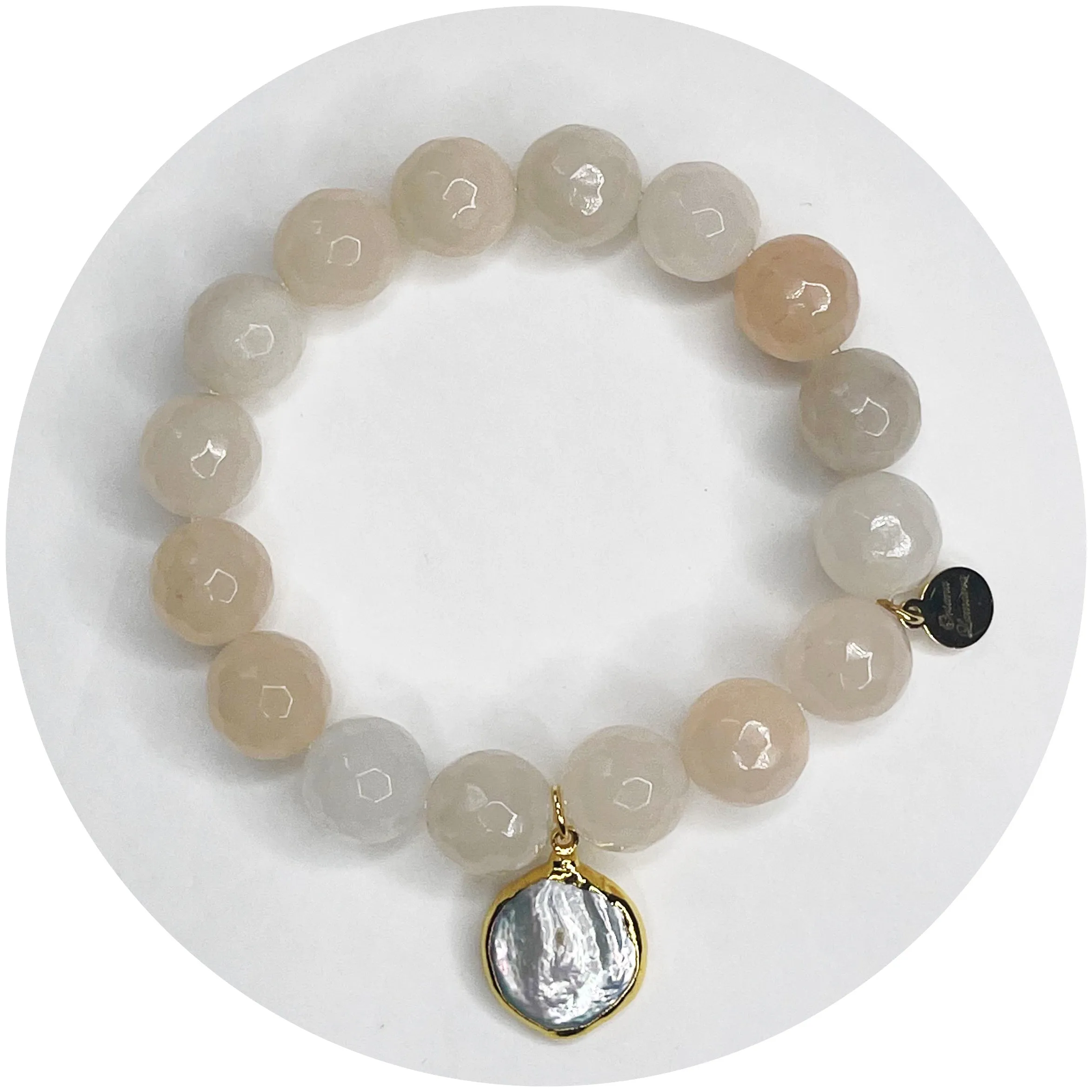 Peach Aventurine with Freshwater Pearl Bezel Pendant